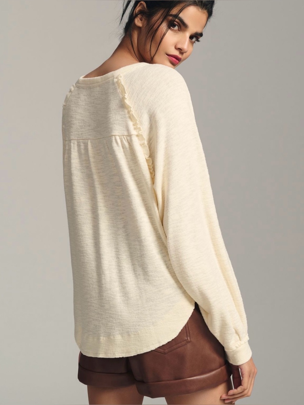 Pilcro Ruffled Raglan Thermal Top - Picture 3 of 11